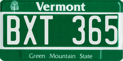 VT license plate BXT365