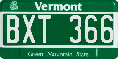 VT license plate BXT366