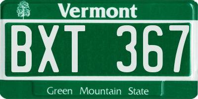 VT license plate BXT367