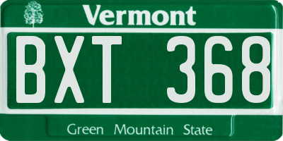 VT license plate BXT368