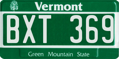VT license plate BXT369