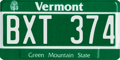 VT license plate BXT374