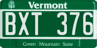 VT license plate BXT376