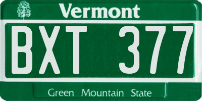 VT license plate BXT377