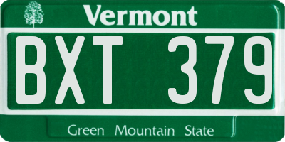 VT license plate BXT379