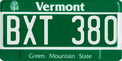 VT license plate BXT380