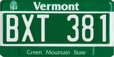 VT license plate BXT381