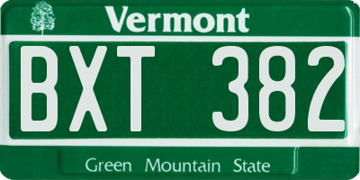 VT license plate BXT382