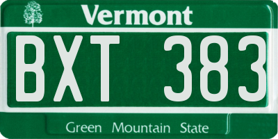 VT license plate BXT383