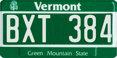 VT license plate BXT384