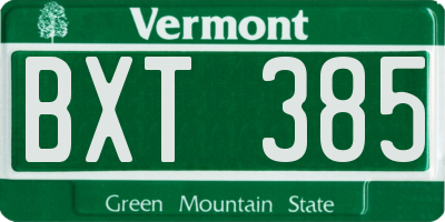 VT license plate BXT385
