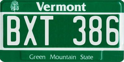 VT license plate BXT386