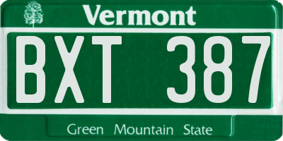 VT license plate BXT387
