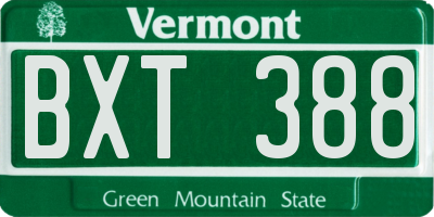 VT license plate BXT388