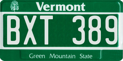 VT license plate BXT389