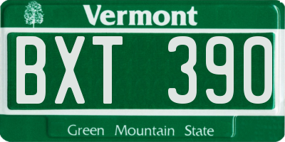 VT license plate BXT390