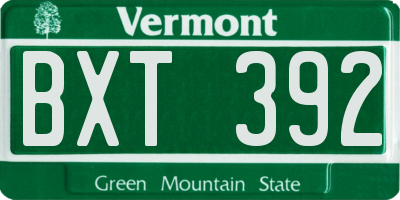 VT license plate BXT392