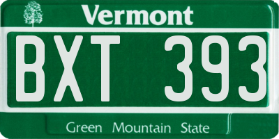 VT license plate BXT393