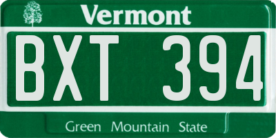 VT license plate BXT394