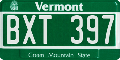 VT license plate BXT397