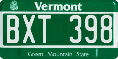VT license plate BXT398