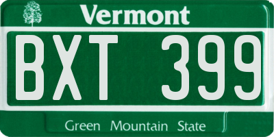 VT license plate BXT399