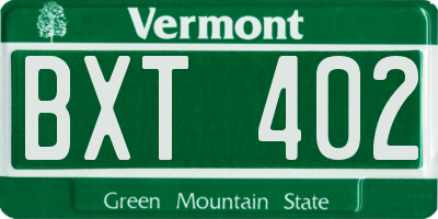 VT license plate BXT402