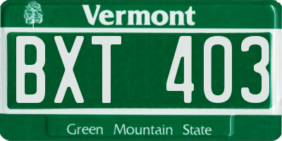 VT license plate BXT403