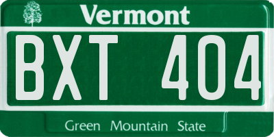 VT license plate BXT404