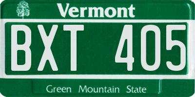 VT license plate BXT405
