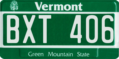VT license plate BXT406