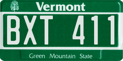 VT license plate BXT411
