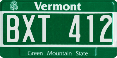 VT license plate BXT412