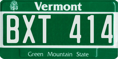 VT license plate BXT414