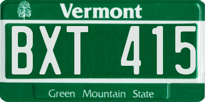 VT license plate BXT415