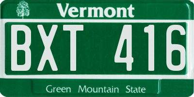 VT license plate BXT416