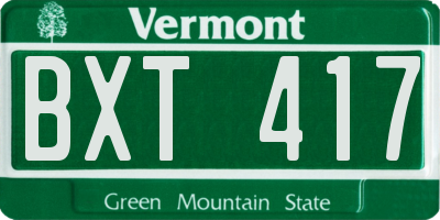 VT license plate BXT417