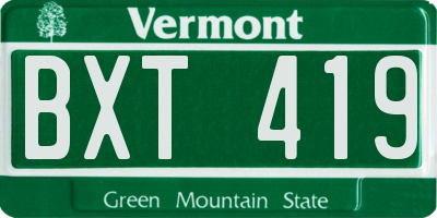 VT license plate BXT419