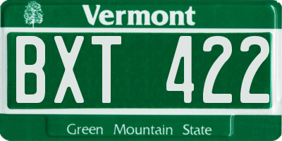 VT license plate BXT422