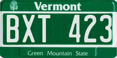 VT license plate BXT423