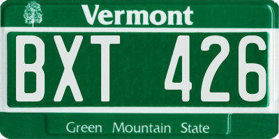 VT license plate BXT426