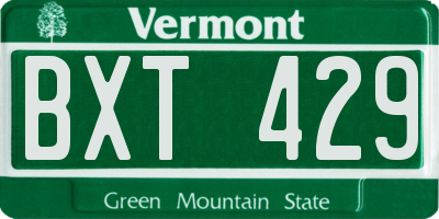VT license plate BXT429