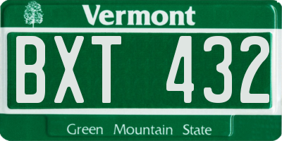 VT license plate BXT432
