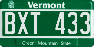VT license plate BXT433