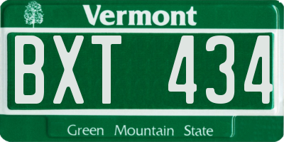 VT license plate BXT434