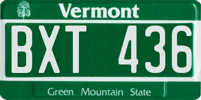 VT license plate BXT436