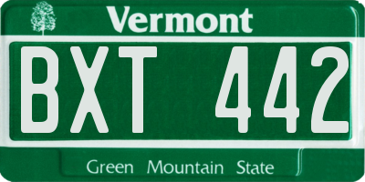VT license plate BXT442