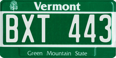 VT license plate BXT443