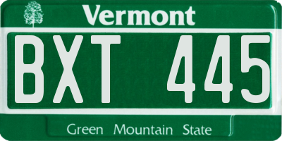 VT license plate BXT445