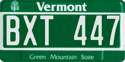 VT license plate BXT447
